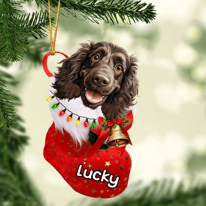 Personalized Boykin Spaniel In Christmas Stocking Acrylic Ornament, Christmas Gifts Ornament for Dog Lover