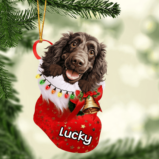 Personalized Boykin Spaniel In Christmas Stocking Acrylic Ornament, Christmas Gifts Ornament for Dog Lover