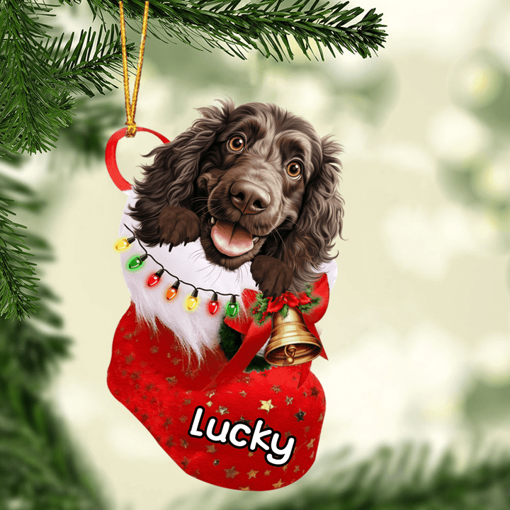 Personalized Boykin Spaniel In Christmas Stocking Acrylic Ornament, Christmas Gifts Ornament for Dog Lover