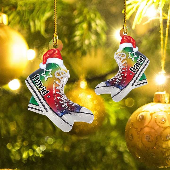 Custom Sneakers Acrylic Christmas Ornament, Personalized Name Sneakers Acrylic Ornament Gift For Family, Christmas,New Year