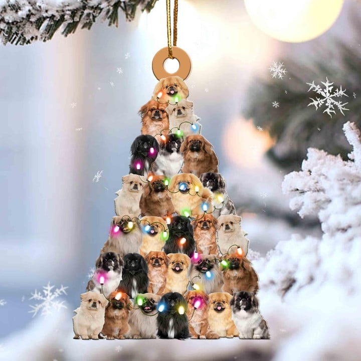 Pekingese Dog Light Christmas Tree Acrylic Ornament, Christmas Gifts Ornament for Dog Lover, Dog Mom