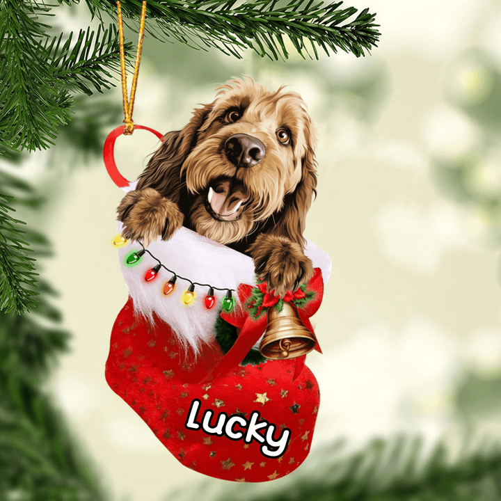 Customized Otterhound Dog In Christmas Stocking Acrylic Ornament, Christmas Gifts Ornament for Dog Lover