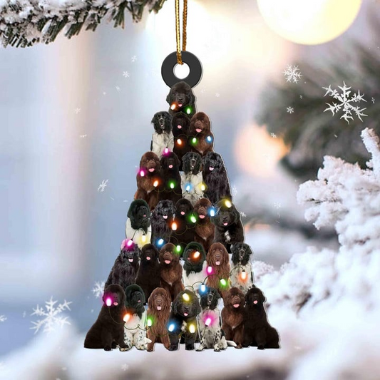 Newfoundland Dog Christmas Tree Acrylic Ornament, Christmas Gifts Ornament for Dog Lover, Holiday Gifts