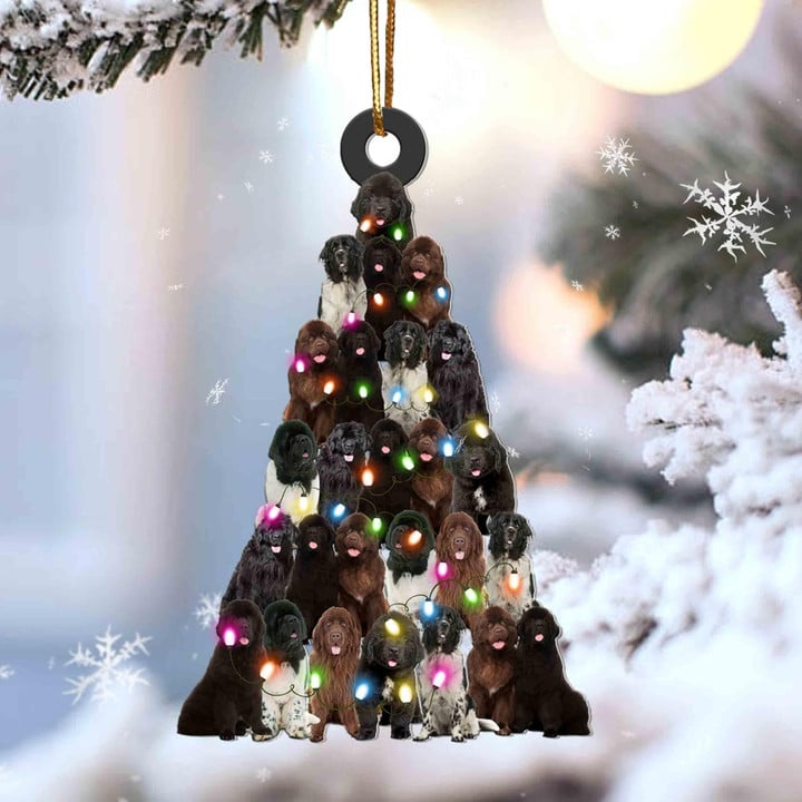 Newfoundland Dog Christmas Tree Acrylic Ornament, Christmas Gifts Ornament for Dog Lover, Holiday Gifts