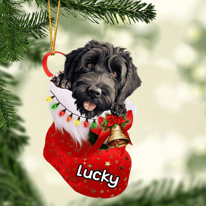 Personalized Black Russian Terrier in Christmas Stocking Acrylic Ornament, Christmas Gifts Ornament for Dog Lover