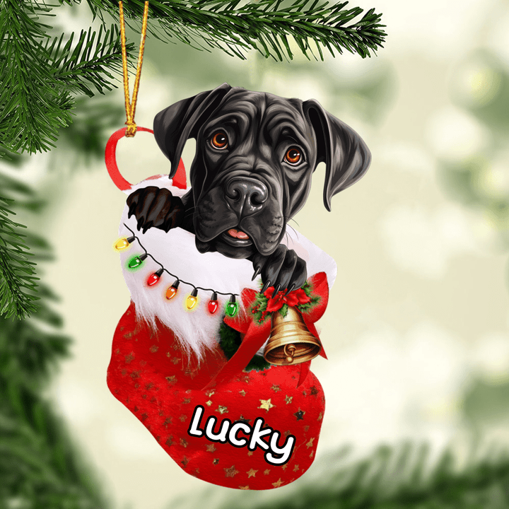 Personalized Cane Corso In Christmas Stocking Acrylic Ornament, Christmas Gifts Ornament for Dog Lover