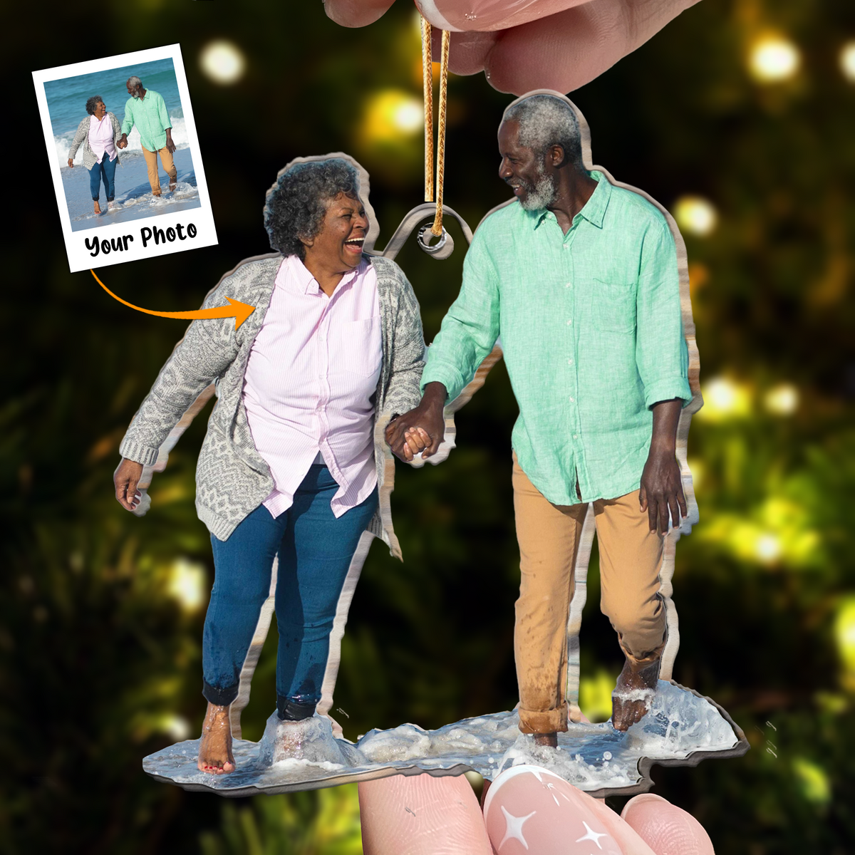 Custom Parents, Grandparents Photo Acrylic Ornament, Meaningful Christmas Gift For Family, Grandparents, Parents