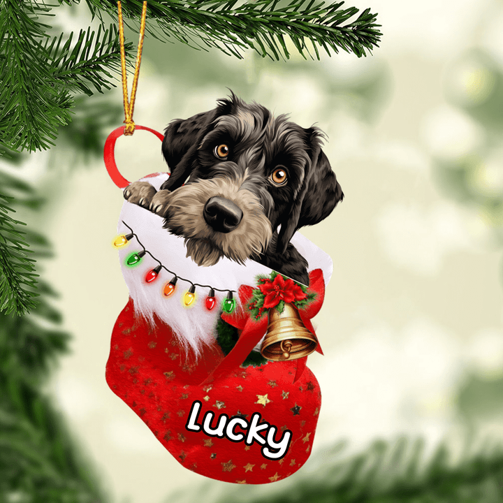 Customized Giant Schnauzer Dog In Christmas Stocking Acrylic Ornament, Christmas Gifts Ornament for Dog Lover