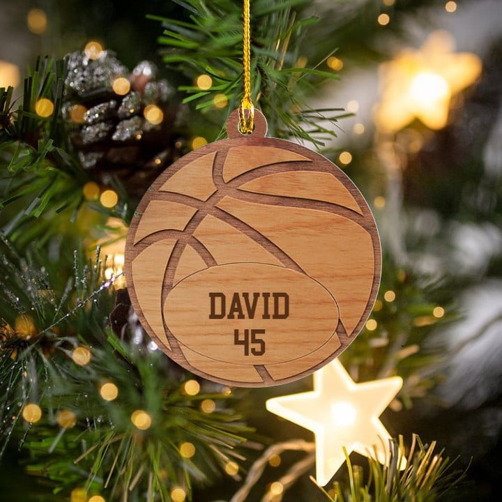 Custom Name & Number Basketball Ball Acrylic Ornament, Personalized Christmas Ornament Gifts For Basketball Lovers