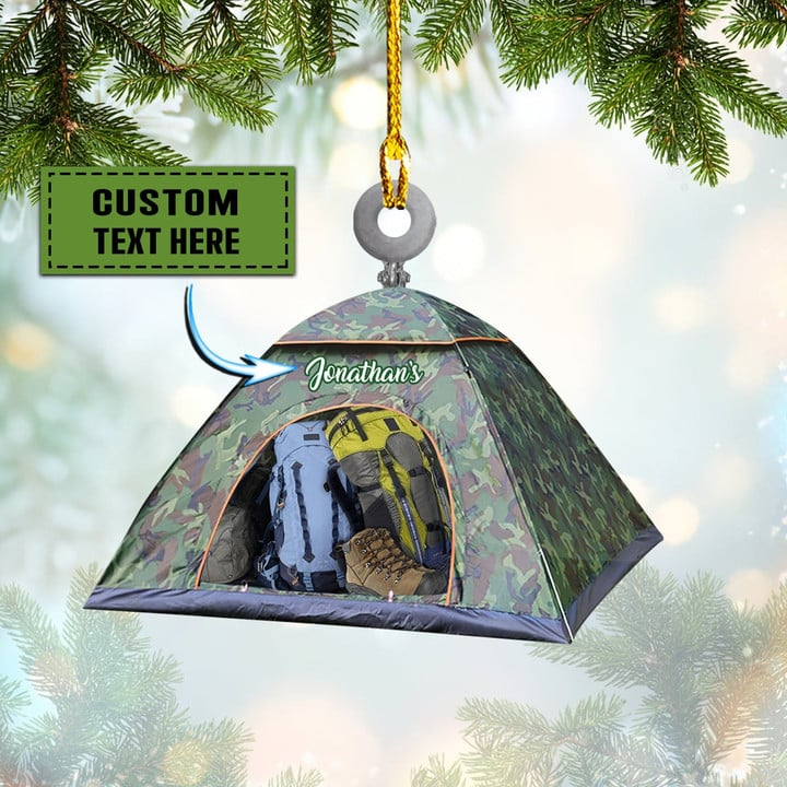 Personalized Camping Tourism Acrylic Ornament, Custom Christmas Ornament Gifts For Camping Lovers