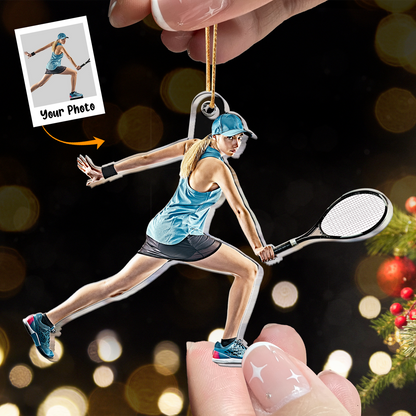 Personalized Tennis Player Photo Acrylic Ornament, Your Great Memories Of Tennis, Christmas Gift For Tennis Players