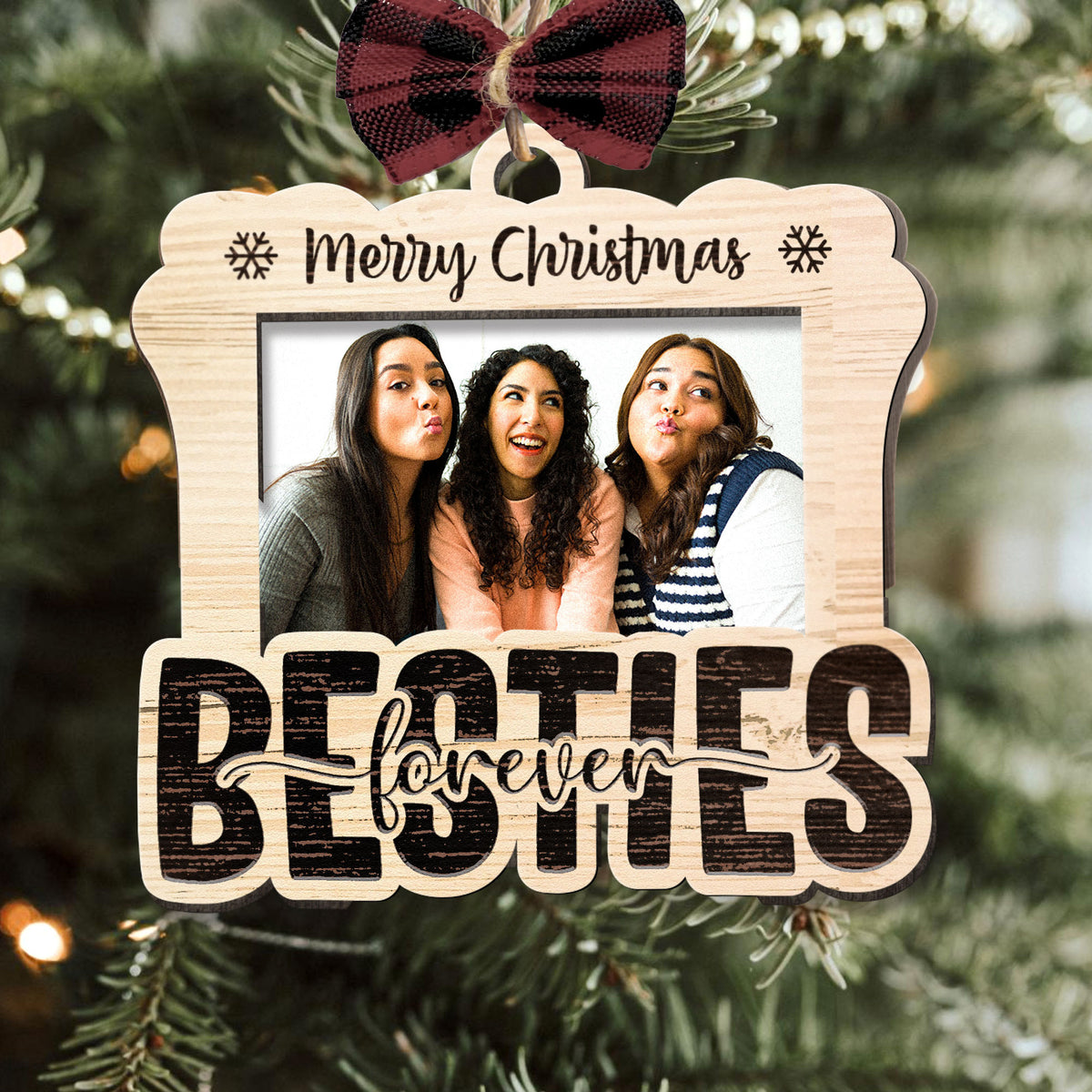 Personalized Besties Double Layered Wood Ornament Great Christmas Moment Besties Forever, Meaningful Gift For Best Friends, Sisters