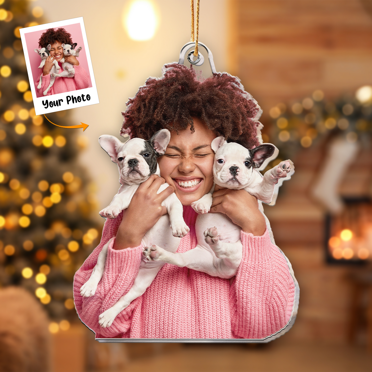 Personalized Moment With Dog Cat Pet Photo Acrylic Ornament, Meaningful Christmas Gift For Family, Friends