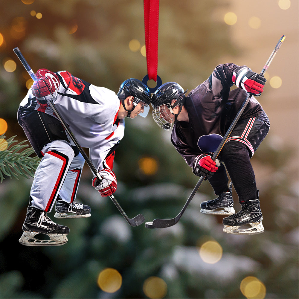 Custom Photo Ice Hockey Player Acrylic Ornament, Personalized Christmas Ornament Gifts For Ice Hockey Players