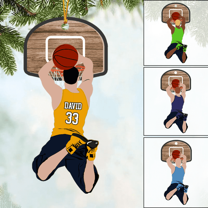 Personalized Basketball Man Slam Dunk Acrylic Ornament, Custom Christmas Ornament Gifts For Basketball Player