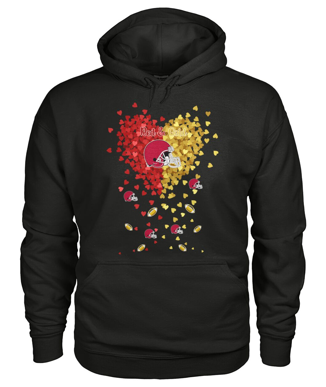 Kansas City Football Red and Gold in My Heart Hoodie, T Shirts, Sweatshirt - Gift For Mens, Womens and Kansas City Lovers