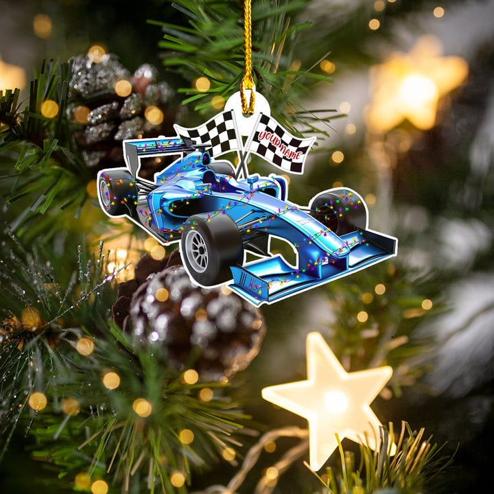 Personalized F1 Racing Christmas Ornament, Custom Name F1 Flat Acrylic Ornament, Gift For Racers F1 Lovers