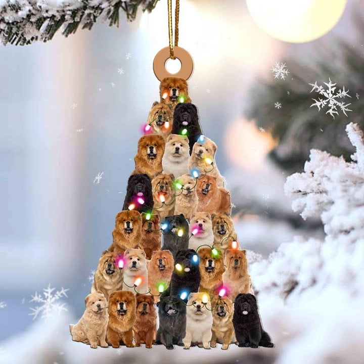 Chow Chow Dog Christmas Tree Acrylic Ornament, Christmas Gifts Ornament for Dog Lover, Holiday Gifts