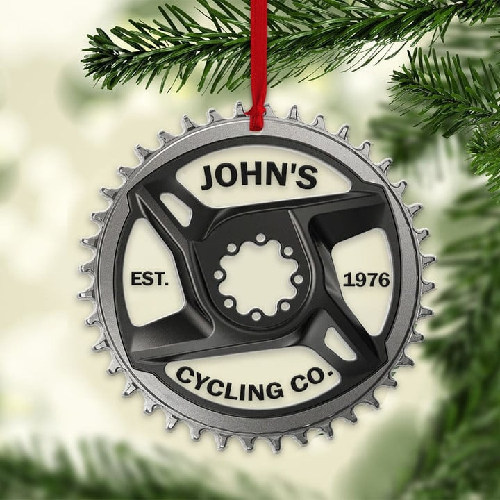 Custom Bike Acrylic Ornament, Personalized Bike Chainring Ornament For Christmas Tree Decor, Custom Flat Acrylic Ornament Gift For Biker