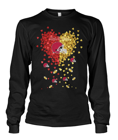 Kansas City Football Red and Gold in My Heart Hoodie, T Shirts, Sweatshirt - Gift For Mens, Womens and Kansas City Lovers