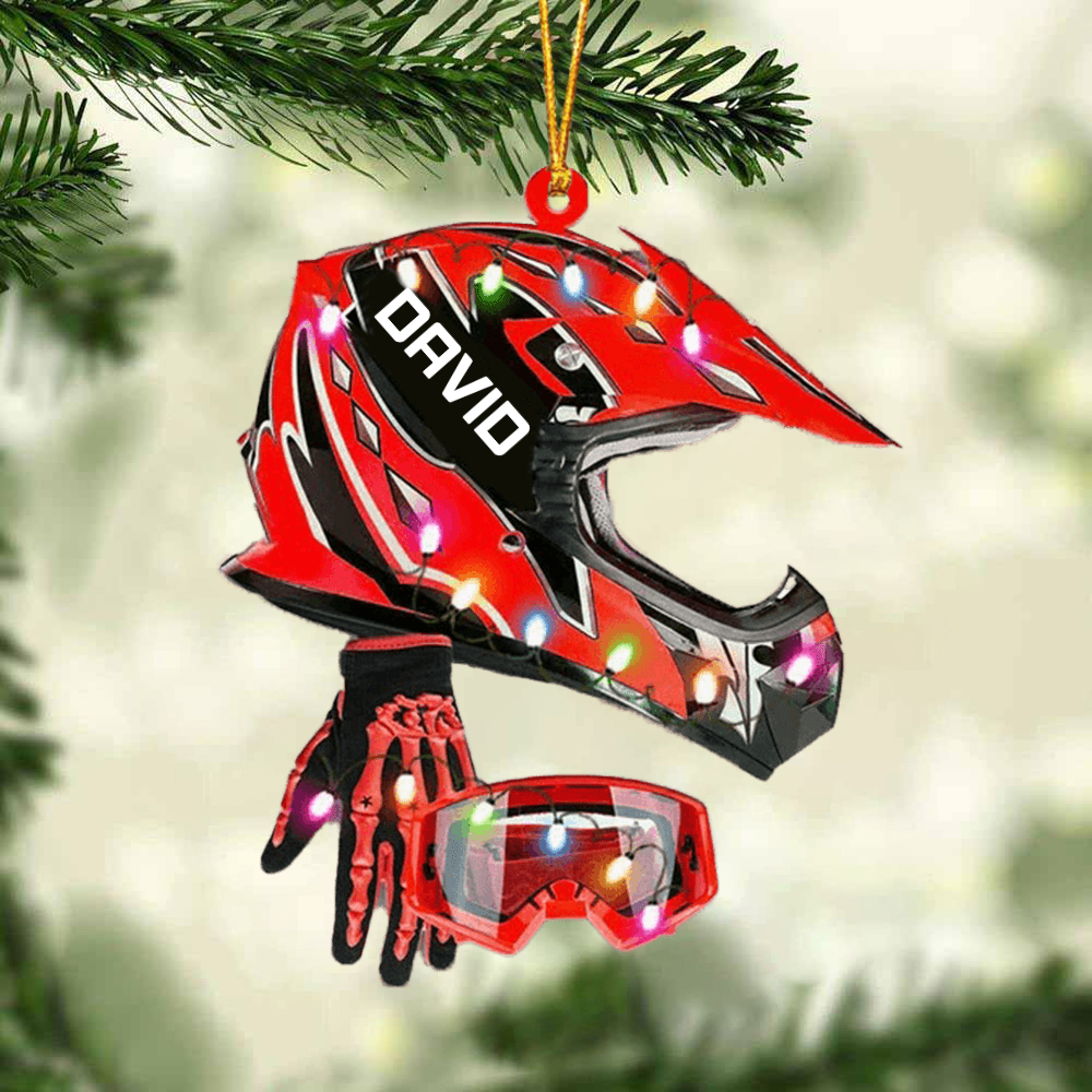 Personalized Dirt Bike Set Full Face Acrylic Ornament, Custom Christmas Ornament Gifts For Dirt Bike Lover