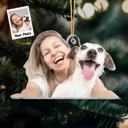 Personalized Moment With Dog Cat Pet Photo Acrylic Ornament, Meaningful Christmas Gift For Family, Friends