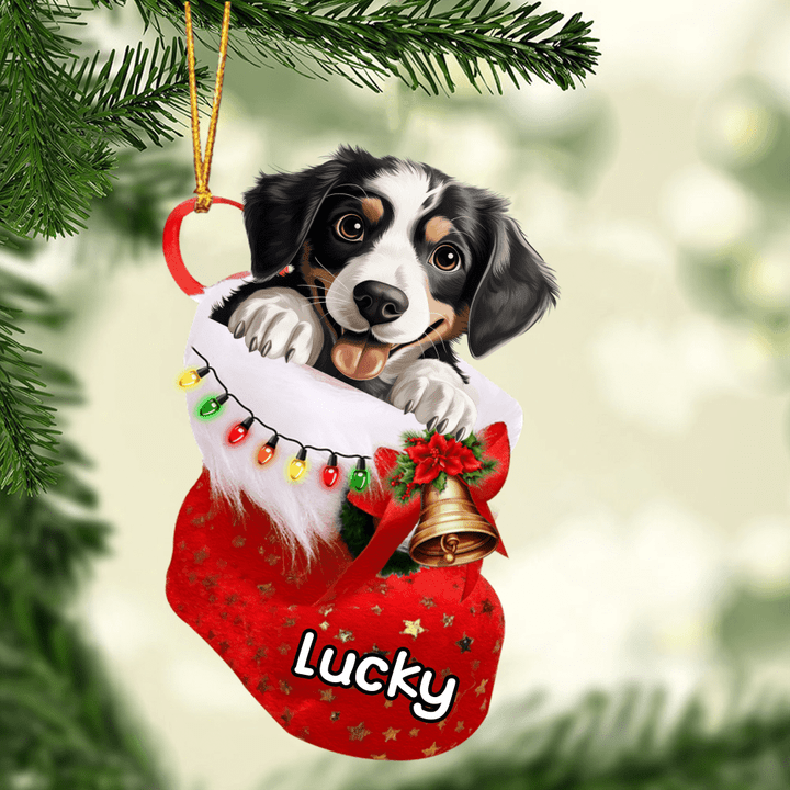 Personalized Appenzeller Sennenhund in Christmas Stocking Acrylic Ornament, Christmas Gifts Ornament for Dog Lover