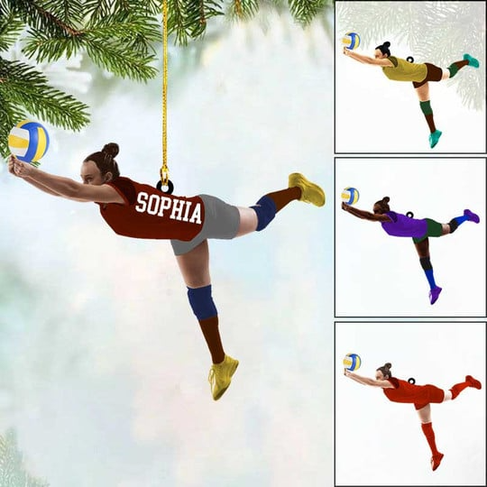 Personalized Volleyball Women Player Acrylic Ornament, Custom Christmas Ornament Gifts For Volleyball Lovers