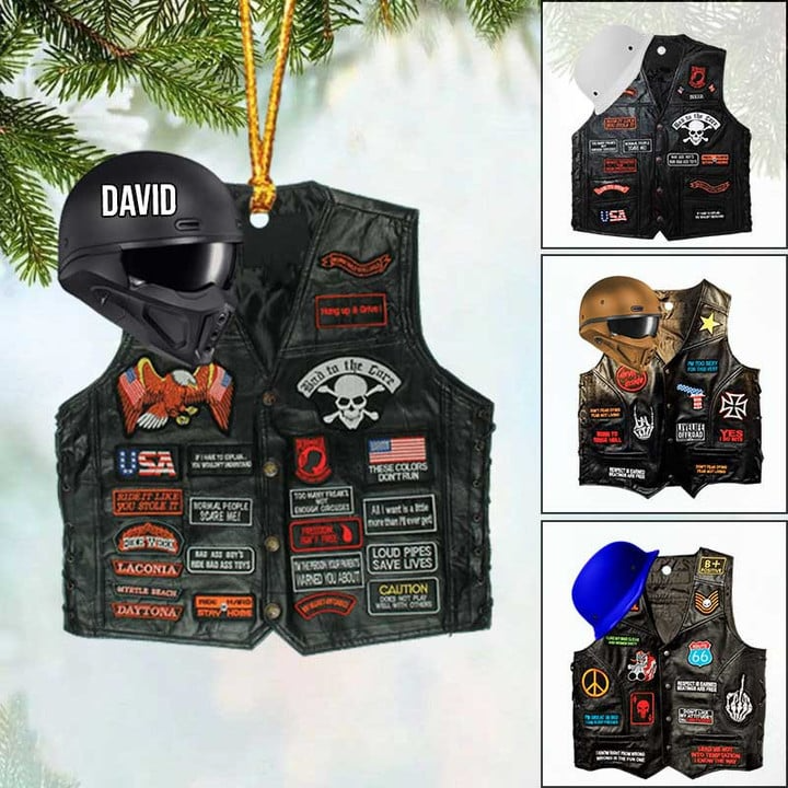 Personalized Biker Jacket Acrylic Ornament, Custom Christmas Ornament Gifts For Biker Lovers