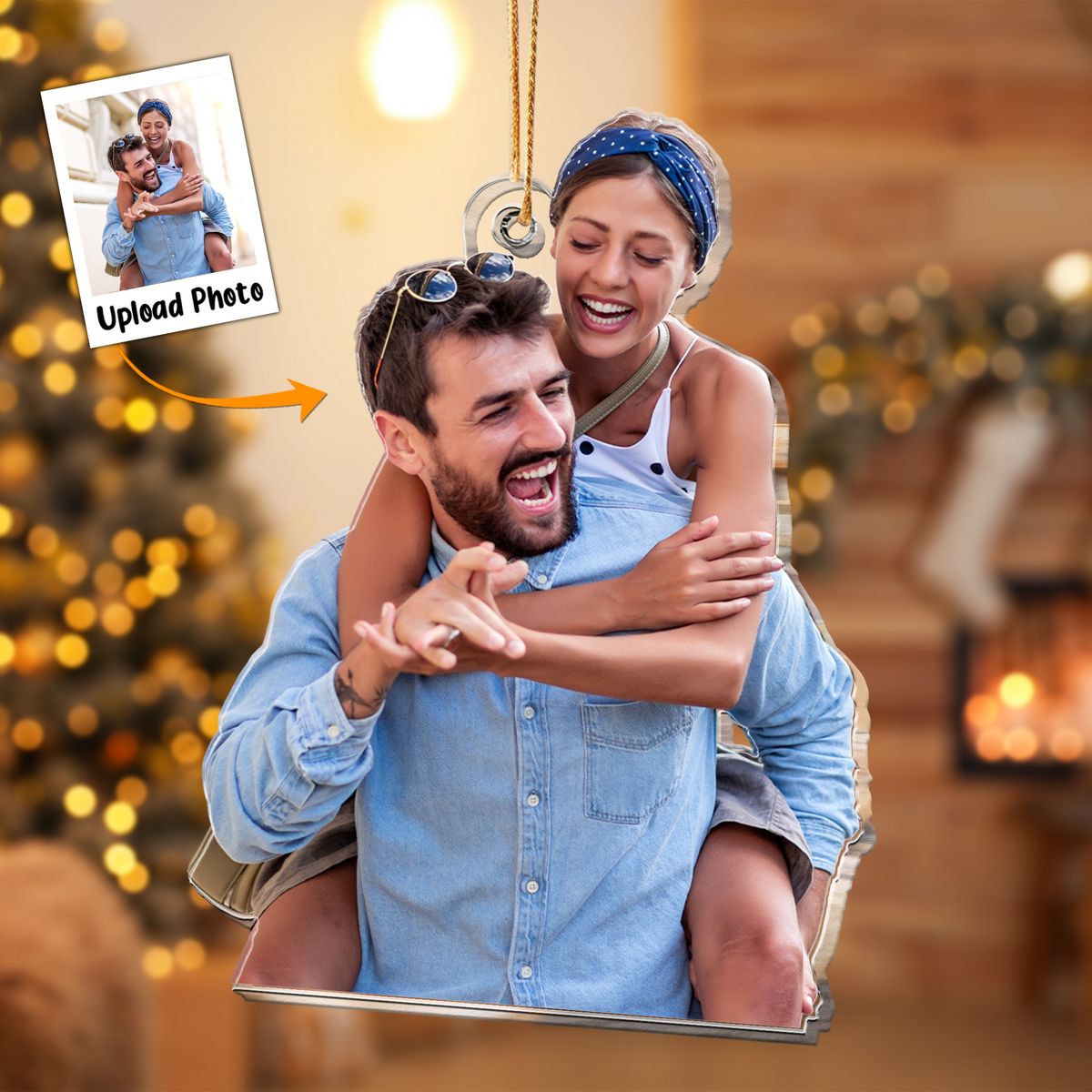 Custom Couple Photo Acrylic Ornament Best Moment With Lover, Meaningful Christmas Gift For Couple, Lovers, Family