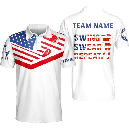 Personalized Unisex Polo Shirt American Flag 4th July Patriot , Golf Custom Shirt For Golf Players, Gift For Golfers