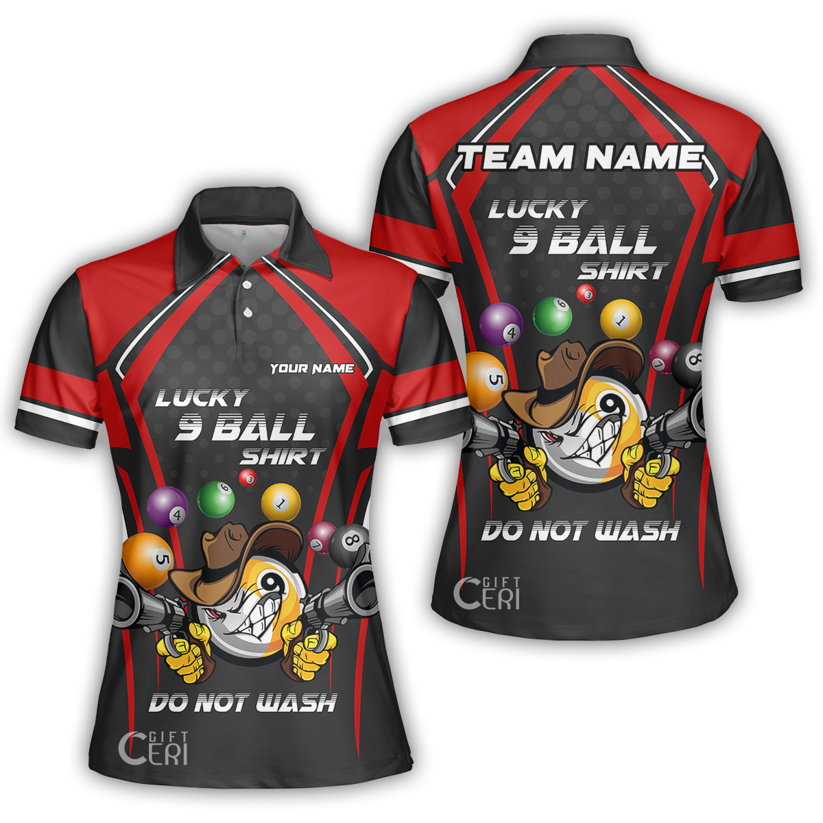 Customized Billiards Women Polo Shirt, Personalized Lucky 9 Ball Shirt Do Not Wash Jersey Gift For Billiard Players