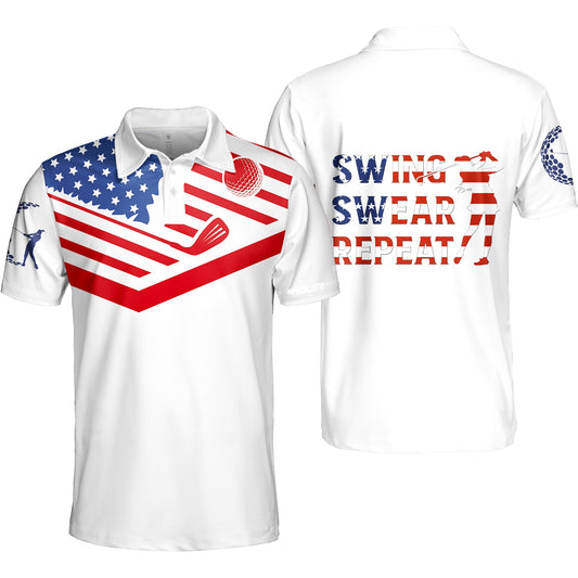 Personalized Unisex Polo Shirt American Flag 4th July Patriot , Golf Custom Shirt For Golf Players, Gift For Golfers