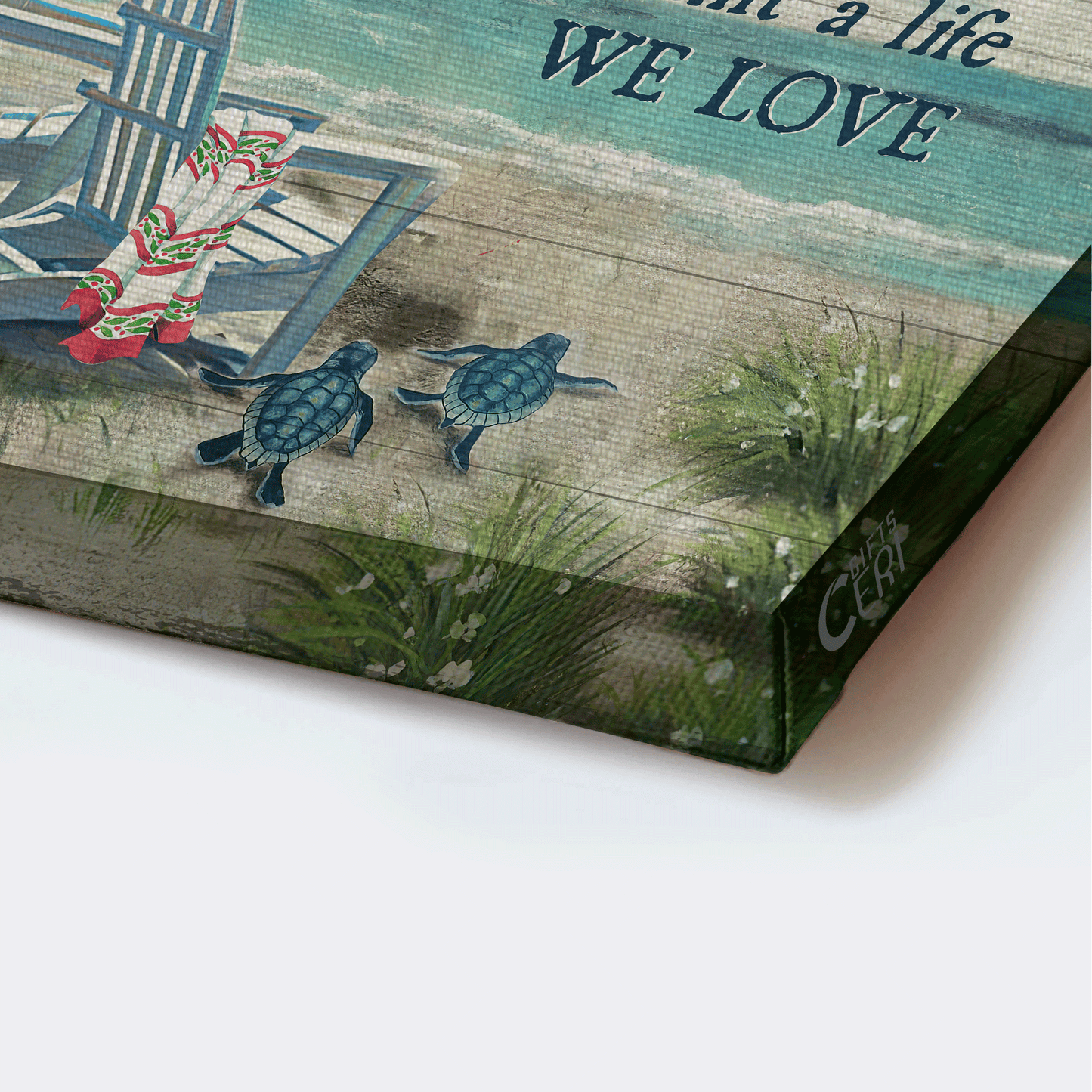 Couple Landscape Canvas - Chair Couple,Turtle By The Beach  Landscape Canvas - Gift For Couple, Spouse, Lover - And So Together We Have Built A Life We Love Landscape Canvas