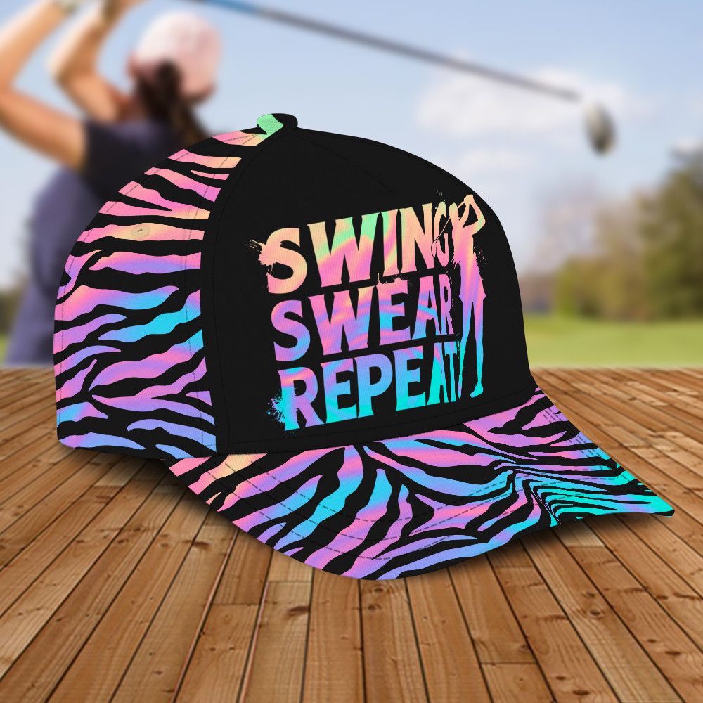 Hologram Golf Cap For Women, Female Golf Lover Gifts, Swing Swear Repeat Golf Sun Hats Unique Gifts For Him, Golfer, Her, Friend