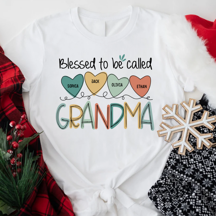 Personalized Mother's Day T-shirt, Custom Mom Nickname And Kid Name T-shirt, Blessed To Be Called Grandma And Kids Custom T-Shirt
