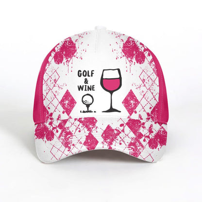Argyle Pattern Golf Cap For Women, Golf Lover Gifts, Golf And Wine Sun Hats Unique Gifts For Her, Golfer, Him, Friend