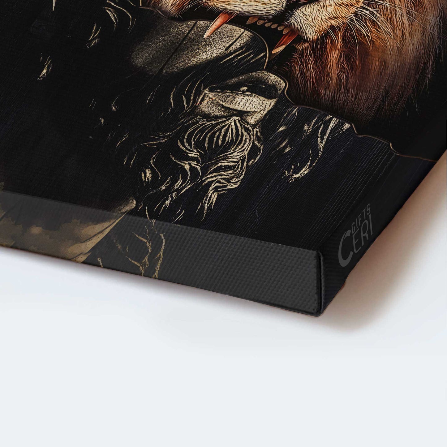 Jesus, Lion, Faith, God - Portrait Canvas - Stunning crown of thorn, Brown lion - Wall Decor Gift For Christian, Believer In Jesus