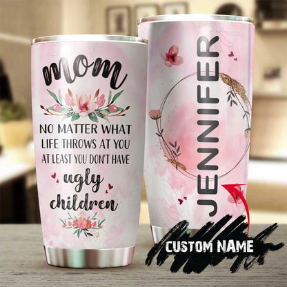 Personalized Mother's Day Gift Tumbler - Custom Gift For Mother's Day, Presents For Mom - No Matter What Life Throws At You Funny Floral Tumbler