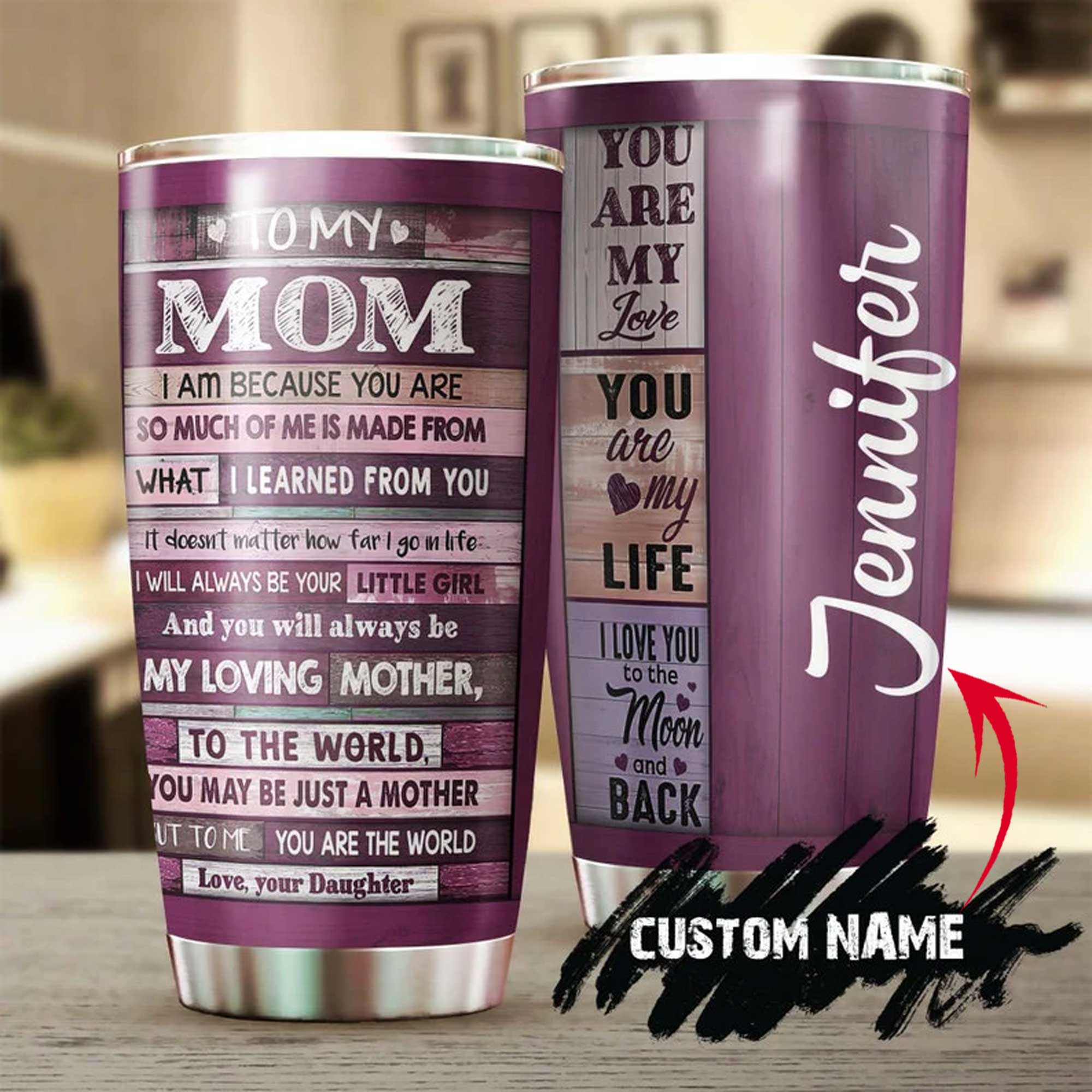 Personalized Mother's Day Gift Tumbler - Custom Gift For Mother's Day, Presents For Mom - You Are My Love My Life I Love You To The Moon Tumbler
