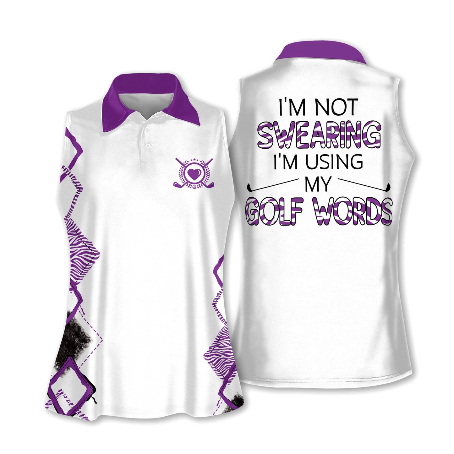 Golf Women Sleeveless Athleisure Polo Shirt, Leopard, I'm Not Swearing, I'm Using My Golf Words Polo Shirt - Gift For Mother's Day, Golfers, Female