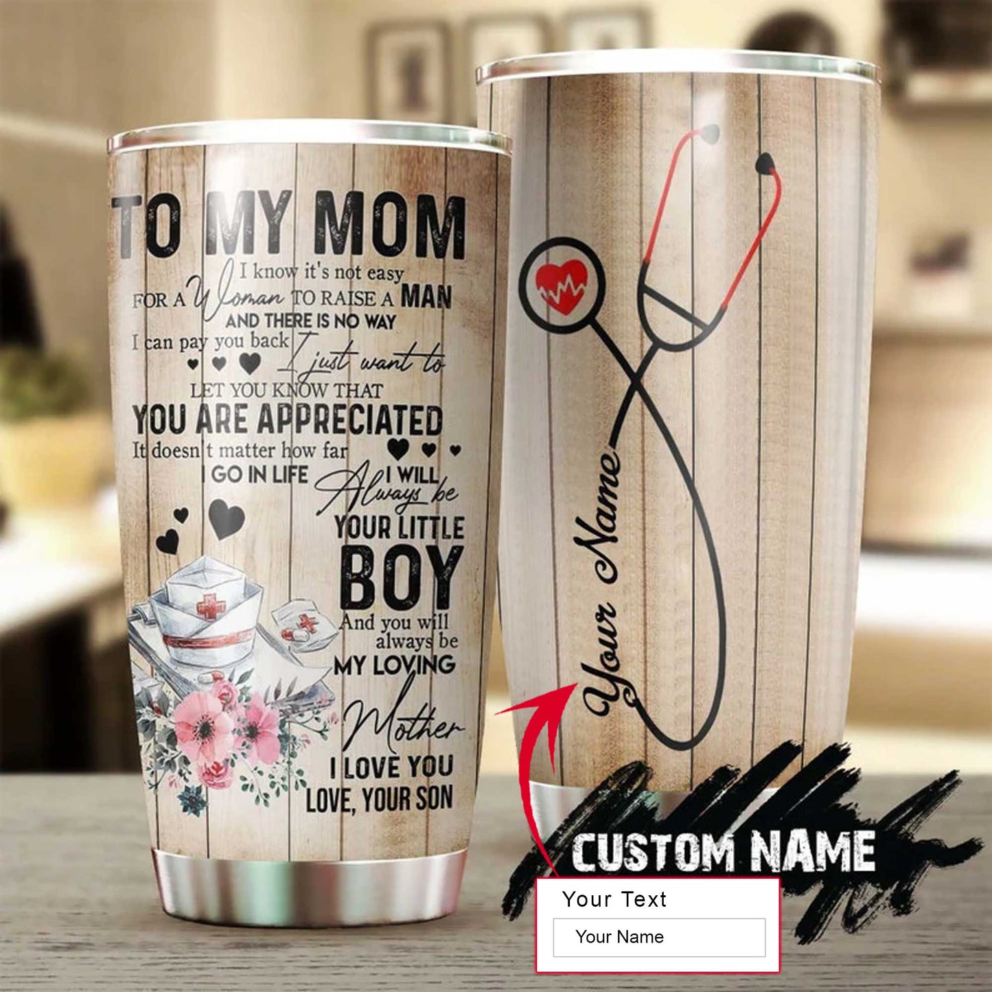 Nurse Mom Personalized Mother's Day Gift Tumbler - Custom Gift For Mother's Day, Presents For Mom - To My Mom From Son I Love You Tumbler