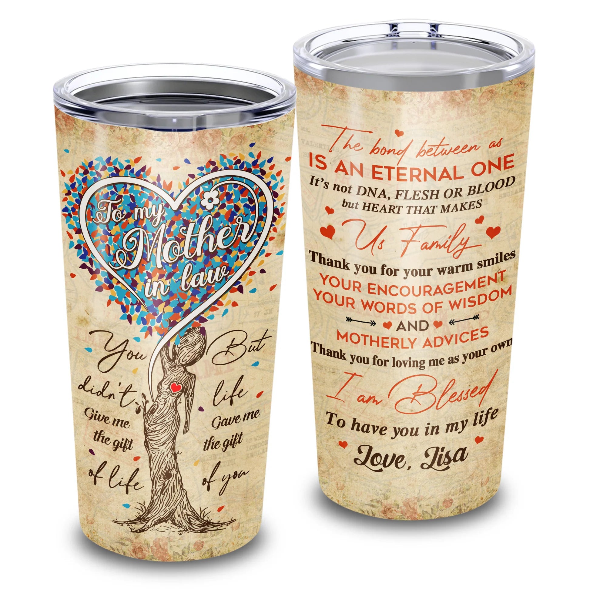 Best Personalized Mother's Day Gifts Tumbler - Custom Gift For Mother's Day, Presents for Mom - To My Mother In Law The Bond Between Us Tumbler