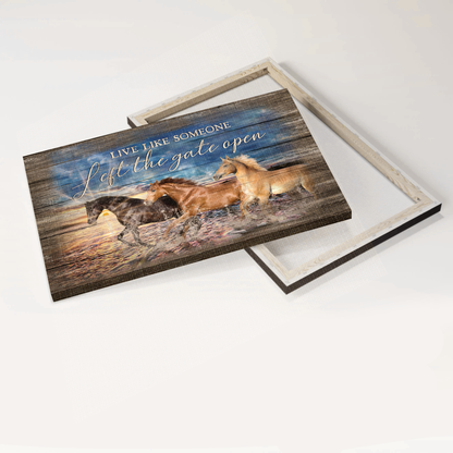 Jesus Landscape Canvas- Blue sky, Running horses, Beautiful ocean canvas- Gift for Christian- Live like someone - Landscape Canvas Prints, Home Decor Wall Art