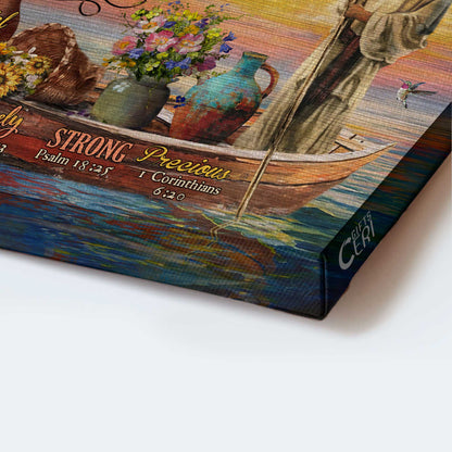 Jesus Landscape Canvas- Amazing boat, Gorgeous flower pot, Awesome hummingbird Landscape Canvas- Gift For Christian- God says you are