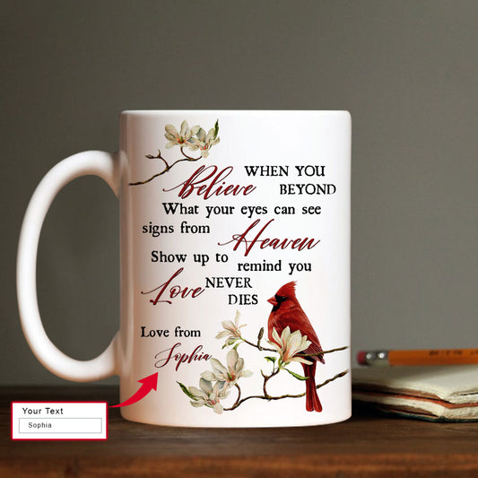 Gift For Mom Personalized Mug- Daughter to mom, Dandelion painting, Blue butterfly Mug- Custom Gift For Mother's Day, Presents for Mom- I love you Mug