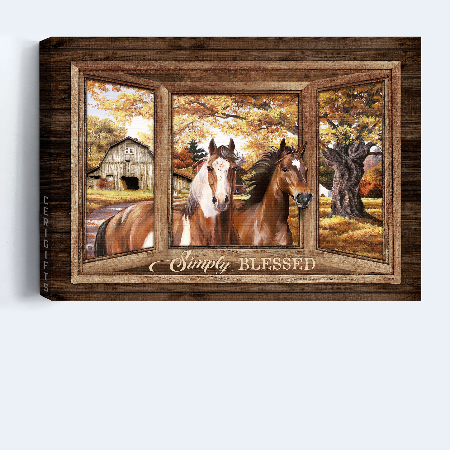 Jesus Landscape Canvas- Dream horse, Autumn forest, Sunny day, Window drawing canvas, Simply blessed canvas- Gift for Christian