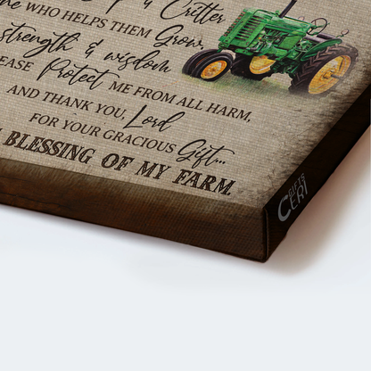 Jesus Landscape Canvas- Electric tricycle, Red barn, Windmill canvas- Gift for Christian- A farmer's prayer