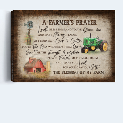 Jesus Landscape Canvas- Electric tricycle, Red barn, Windmill canvas- Gift for Christian- A farmer's prayer