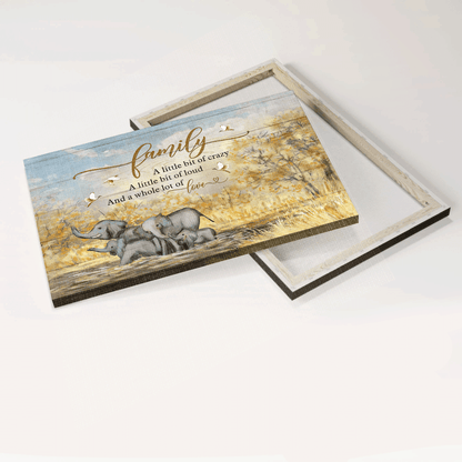 Family Landscape Canvas- Elephant Family, Red-crowned Crane canvas- Gift for members family- Family is a whole lot of love